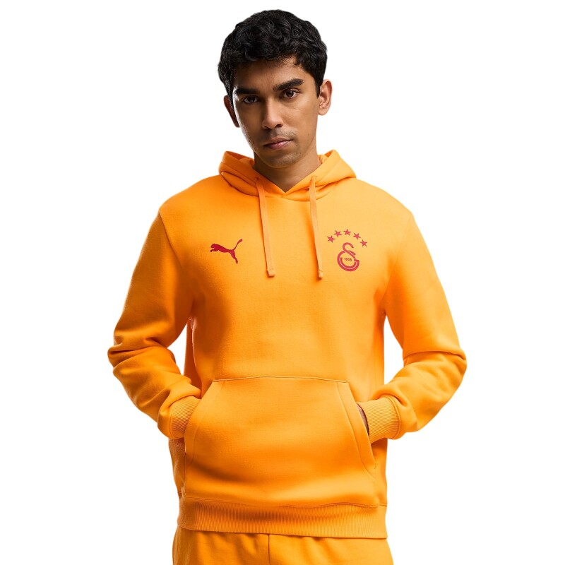 Puma Galatasaray FtblESS Hoodie FL Sarı-Kırmızı Erkek Sweatshirt - Puma