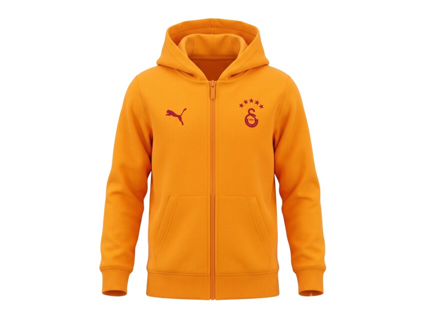 Puma Galatasaray FtblESSENTIALS Genç Kapüşonlu Sarı-Kırmızı Çocuk Sweatshirt - 1