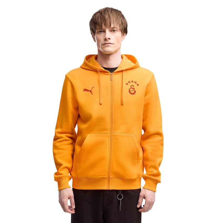Puma Galatasaray FtblESSENTIALS Kapüşonlu Sarı-Kırmızı Erkek Sweatshirt - 1