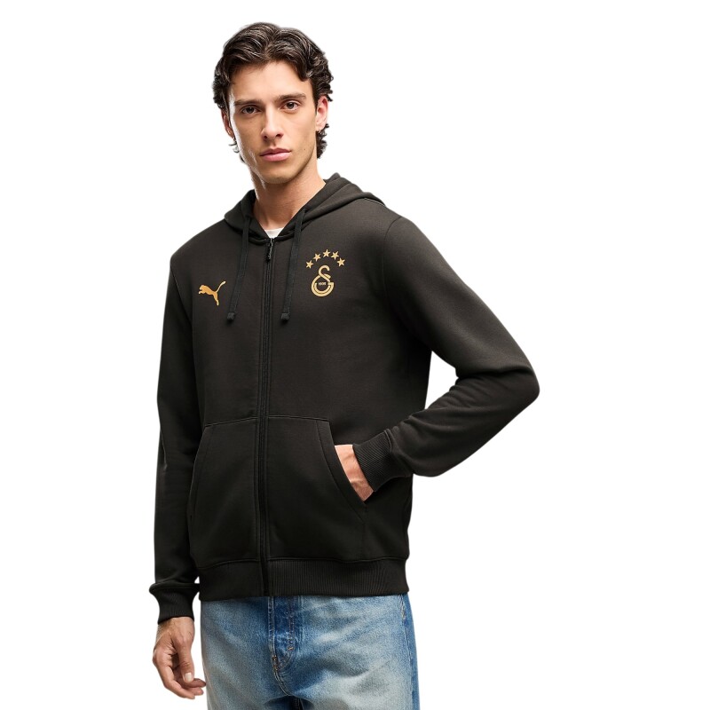 Puma Galatasaray FtblESSENTIALS Kapüşonlu Siyah Erkek Sweatshirt - Puma