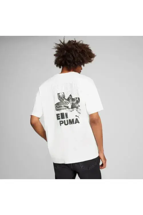 Puma GRAPHICS Bicycle Kick Tee BEYAZ Erkek Tshirt - 3