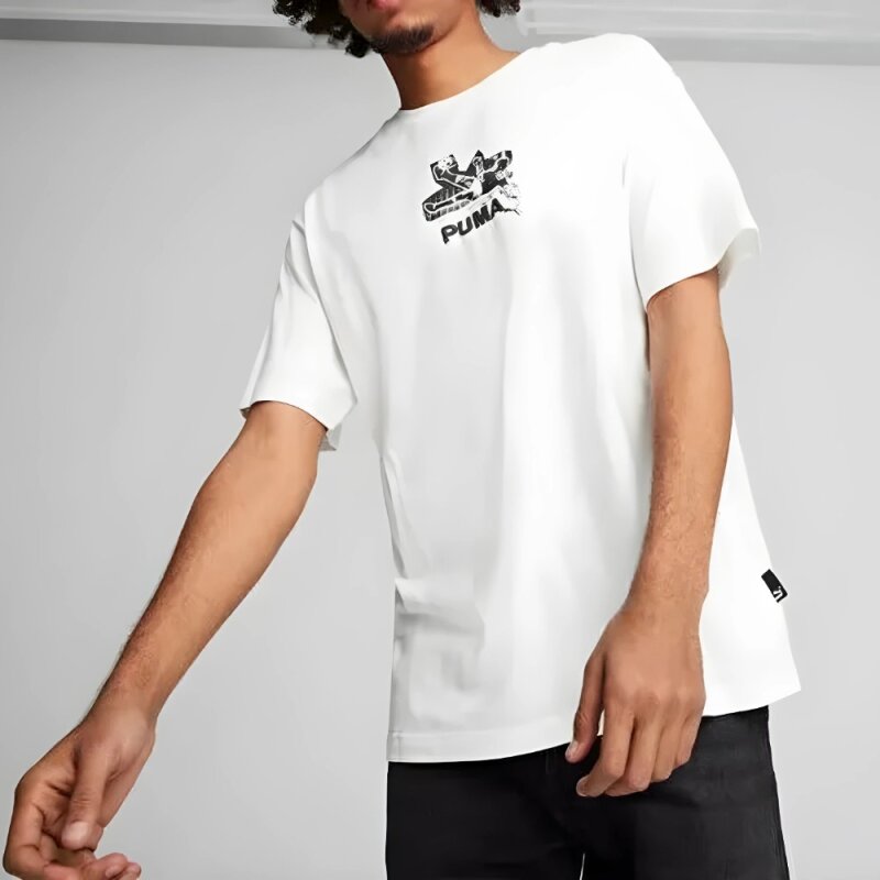 Puma GRAPHICS Bicycle Kick Tee BEYAZ Erkek Tshirt - Puma