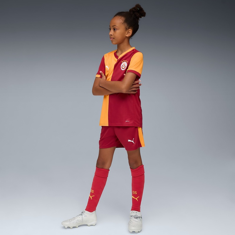 Puma GSK Shorts Rep Jr w/b w/oS Sarı-Kırmızı Çocuk Şort - 3