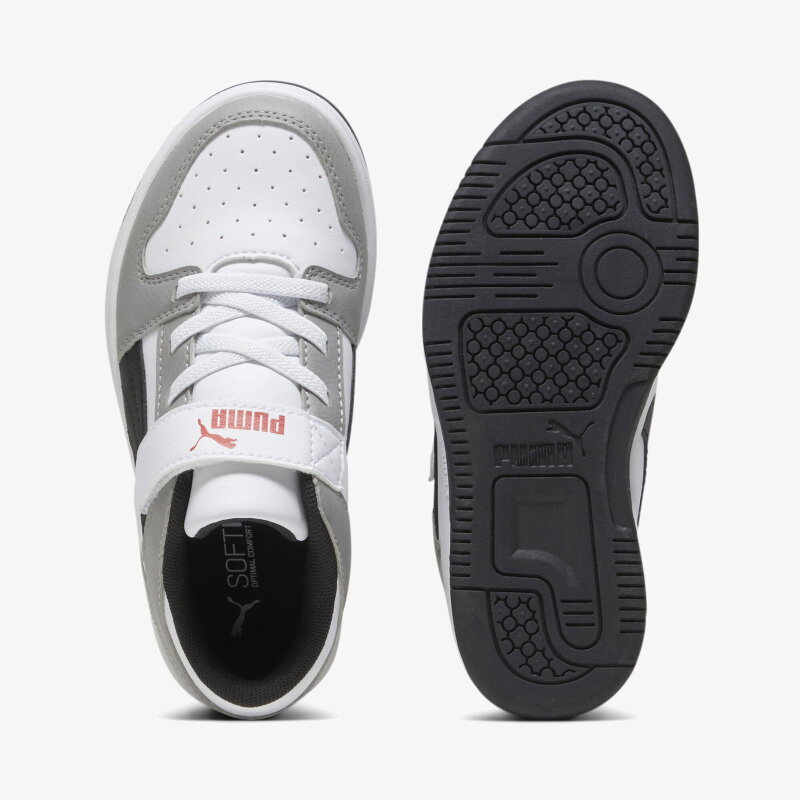 Puma Pm Rebound Layup Lo SL V PS Beyaz-Gri Çocuk Günlük Ayakkabı - 4