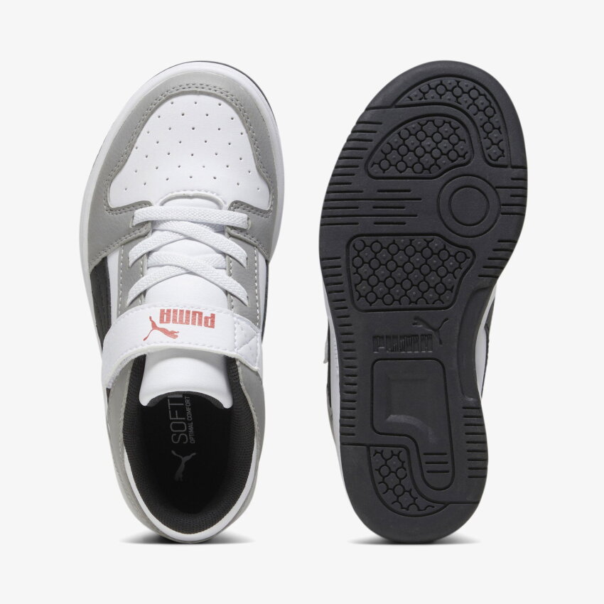 Puma Pm Rebound Layup Lo SL V PS Beyaz-Gri Çocuk Günlük Ayakkabı - 4