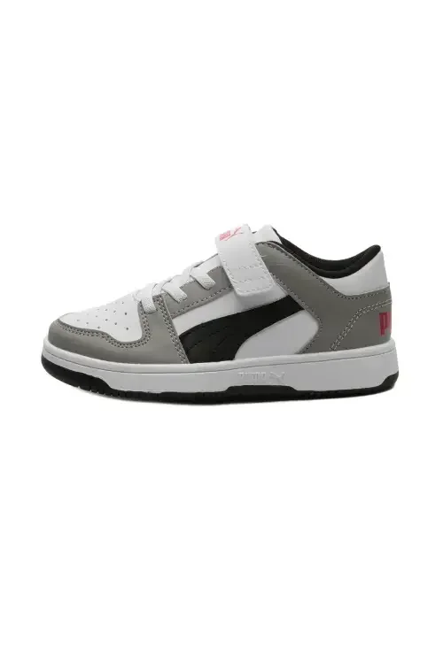 Puma Pm Rebound Layup Lo SL V PS Beyaz-Gri Çocuk Günlük Ayakkabı - 4