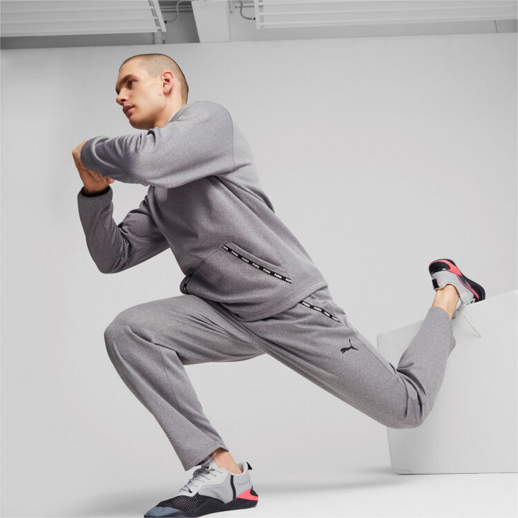 Puma Puma Fit Taped PWRFLEECE Hoodie Gri Erkek Eşofman Üstü - 4