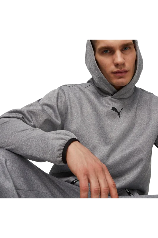 Puma Puma Fit Taped PWRFLEECE Hoodie Gri Erkek Eşofman Üstü - 1