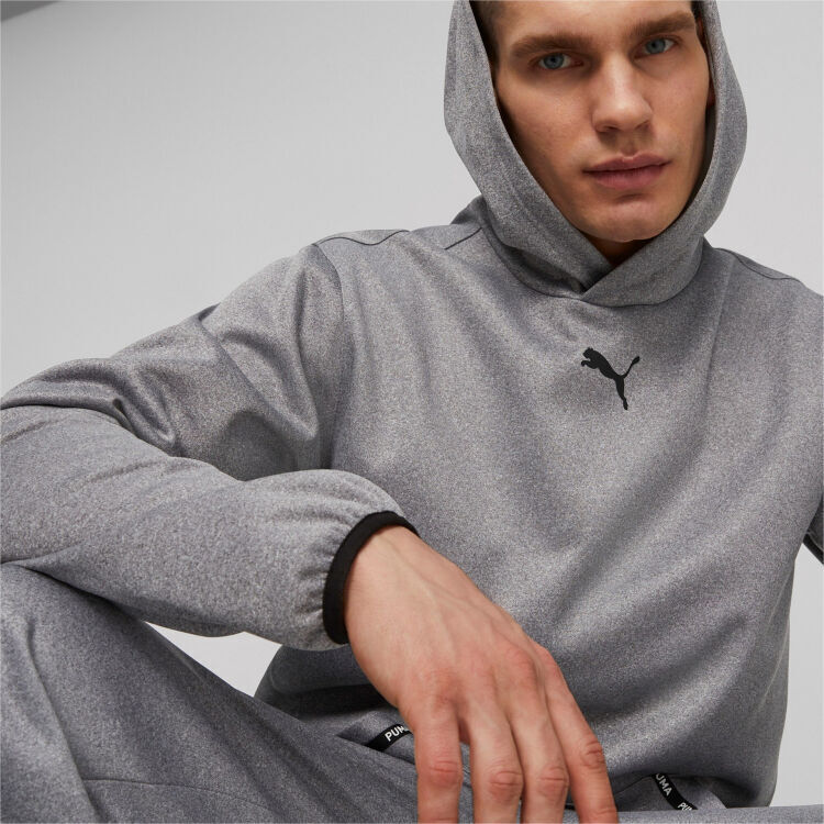 Puma Puma Fit Taped PWRFLEECE Hoodie Gri Erkek Eşofman Üstü - 1