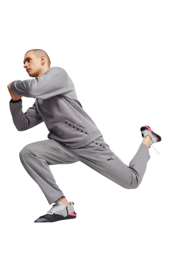 Puma Puma Fit Taped PWRFLEECE Hoodie Gri Erkek Eşofman Üstü - 4