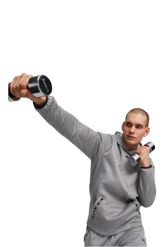 Puma Puma Fit Taped PWRFLEECE Hoodie Gri Erkek Eşofman Üstü - 1