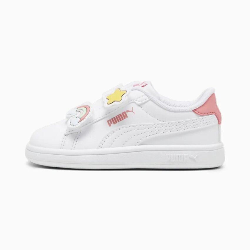 Puma Puma Smash 3.0 Badges V Inf Beyaz-Pembe Çocuk Günlük Ayakkabı - 1