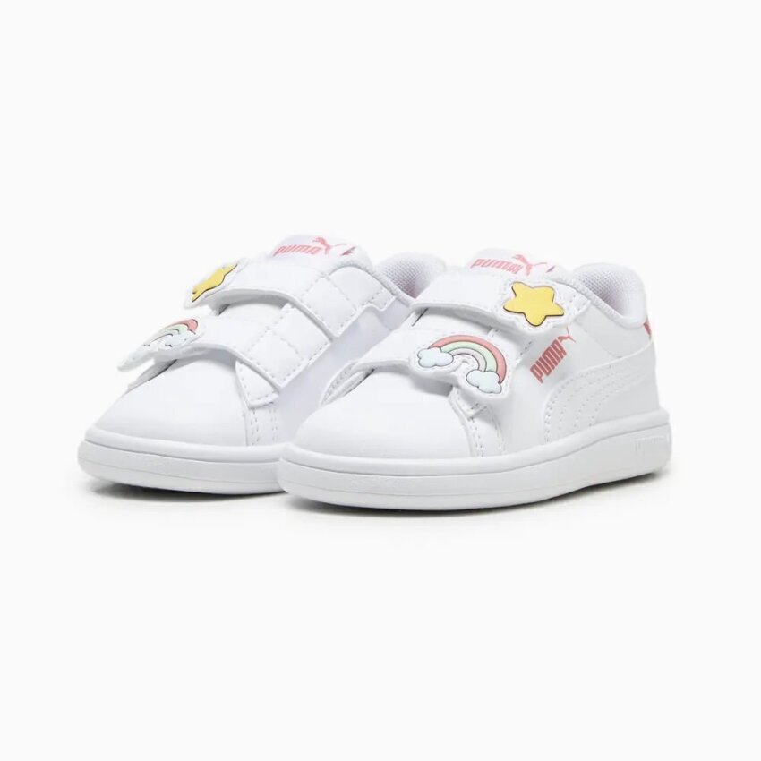 Puma Puma Smash 3.0 Badges V Inf Beyaz-Pembe Çocuk Günlük Ayakkabı - 2