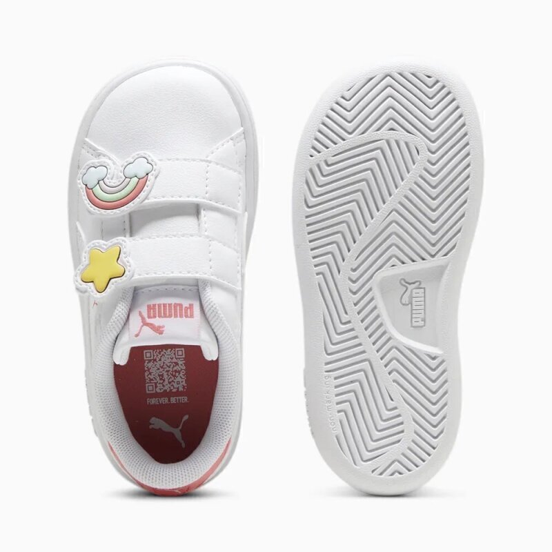 Puma Puma Smash 3.0 Badges V Inf Beyaz-Pembe Çocuk Günlük Ayakkabı - 4