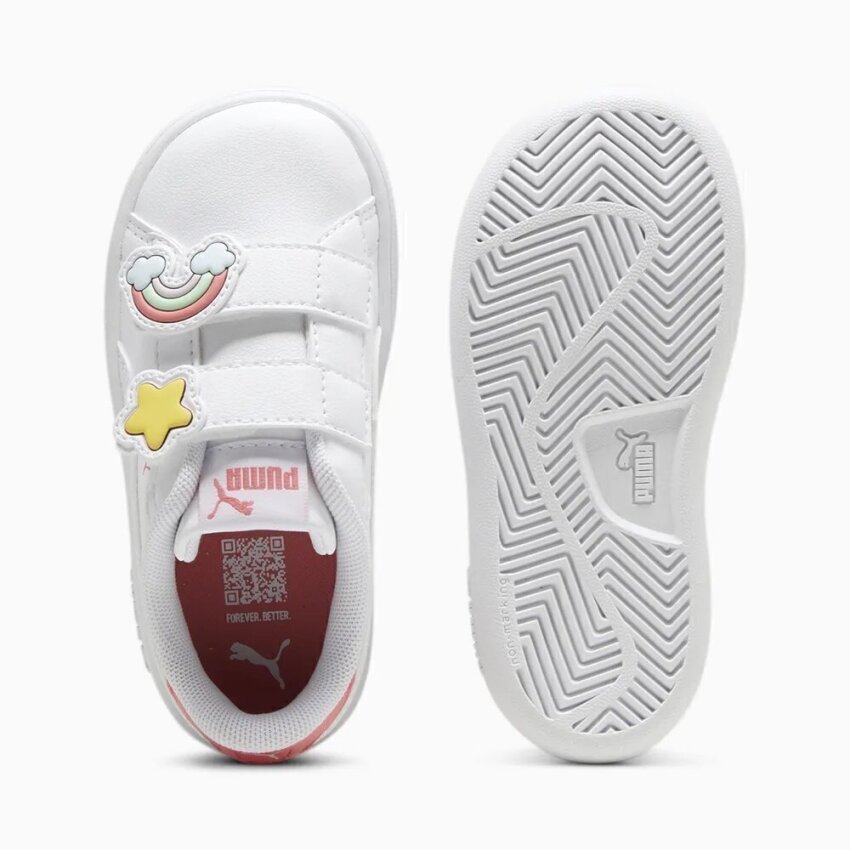 Puma Puma Smash 3.0 Badges V Inf Beyaz-Pembe Çocuk Günlük Ayakkabı - 4