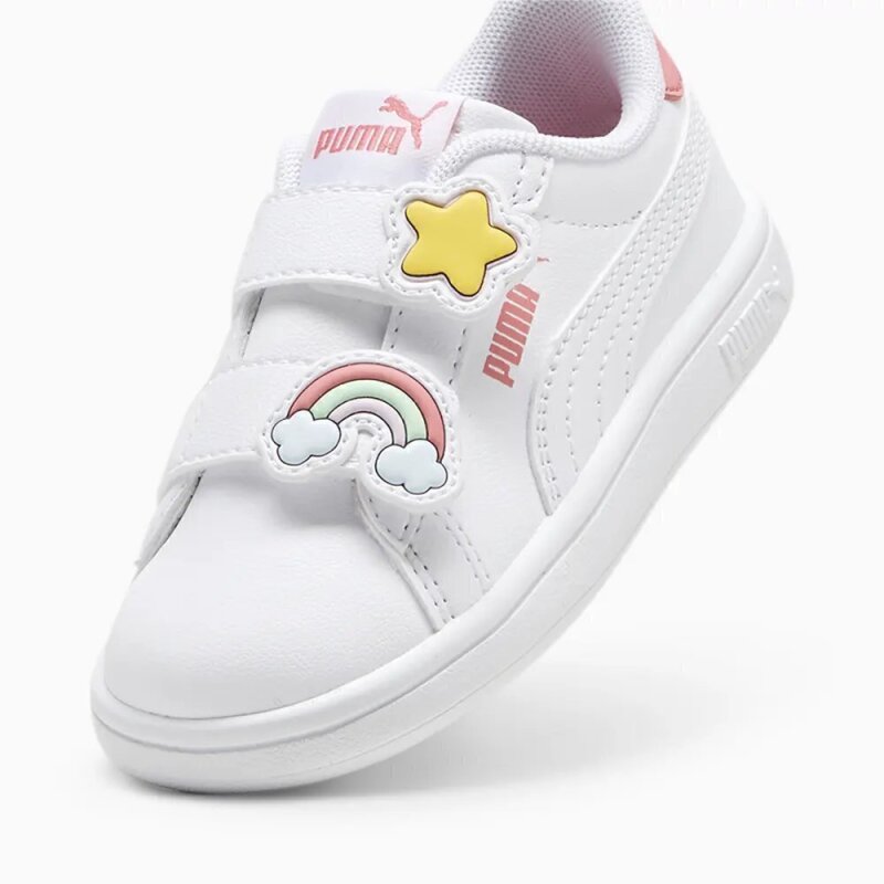 Puma Puma Smash 3.0 Badges V Inf Beyaz-Pembe Çocuk Günlük Ayakkabı - 6
