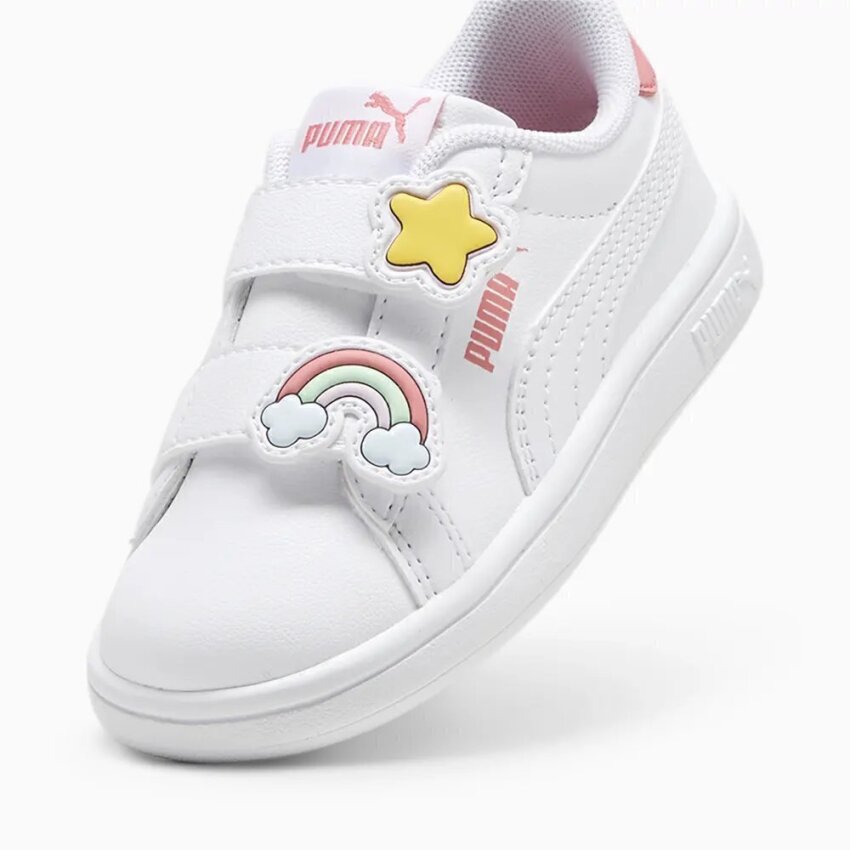 Puma Puma Smash 3.0 Badges V Inf Beyaz-Pembe Çocuk Günlük Ayakkabı - 6