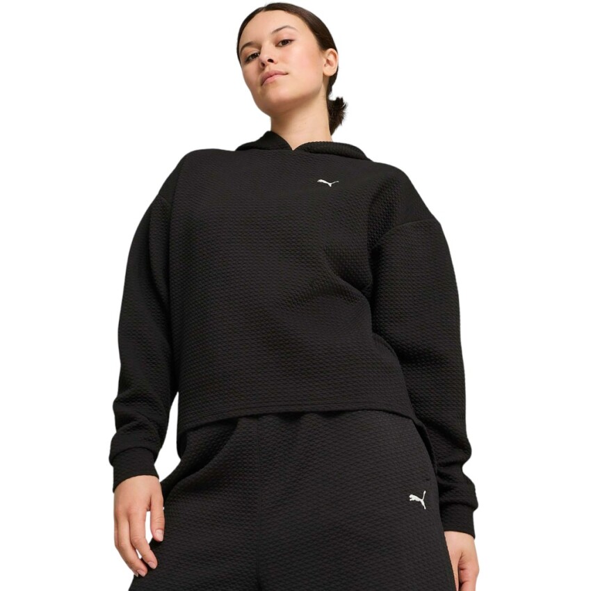 Puma Q4 Studio Textured Hoody Siyah Erkek Sweatshirt - 1