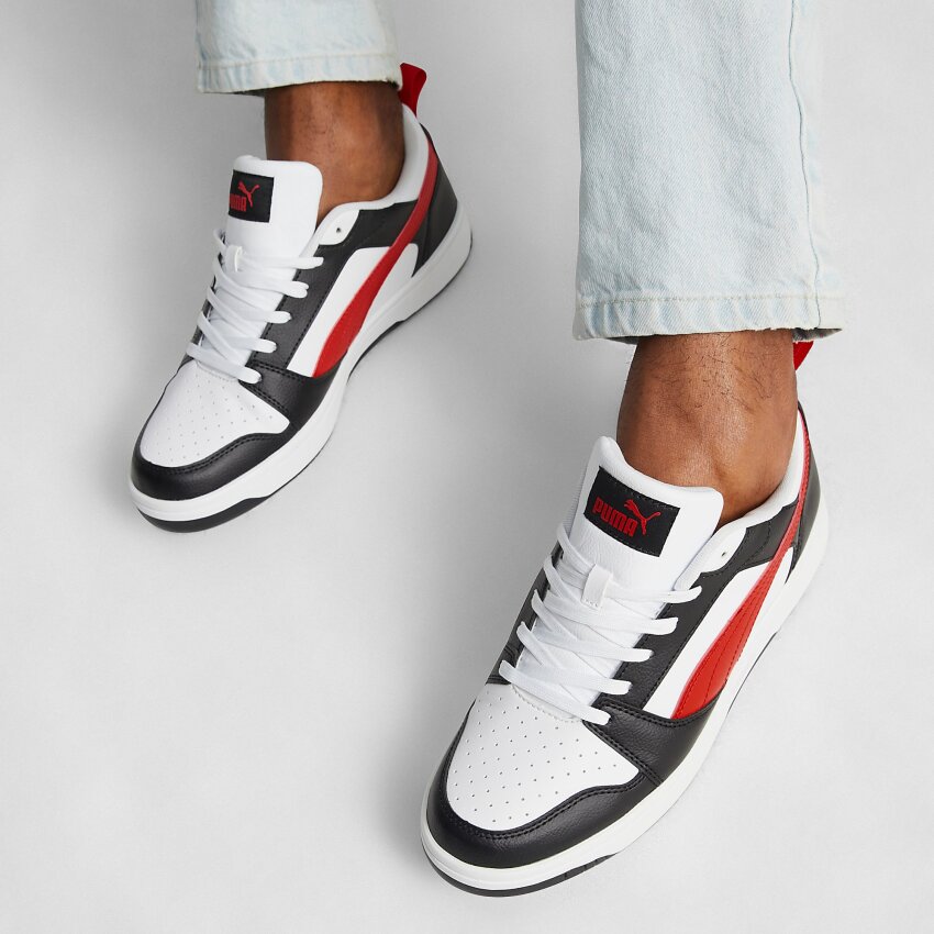 Puma Rebound v6 Low Beyaz-Kırmızı Kadın Günlük Ayakkabı - 3