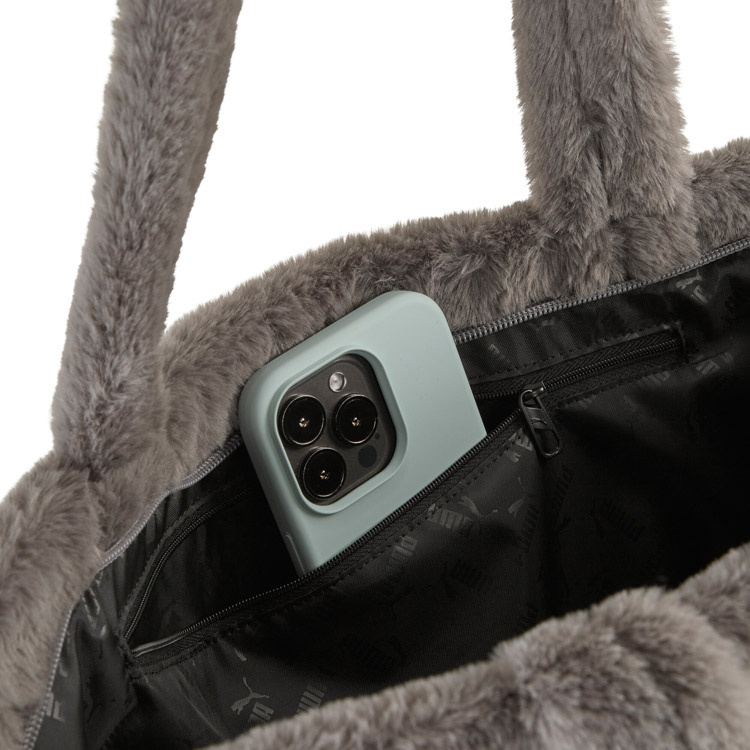 Puma Up Faux Fur Shopper Gri Kadın Omuz Çantası - 4