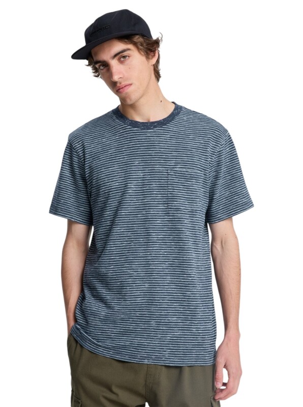 Quiksilver Lopaz Striped S Lacivert Erkek Tshirt - Quiksilver