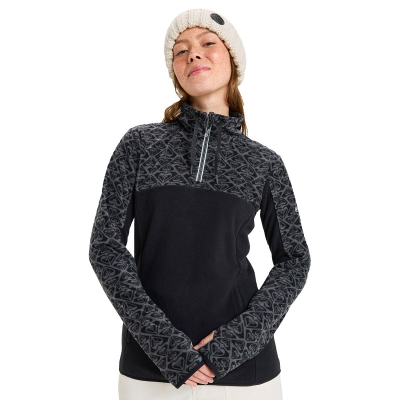 Roxy Sayna Half Zip Siyah Kadın Polar - Roxy