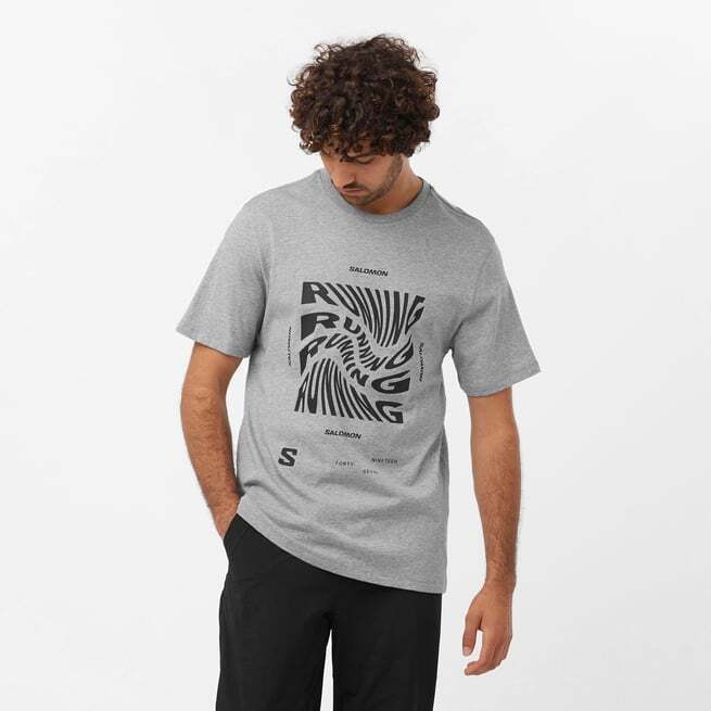 Salomon RUNNING GRAPHIC SS Gri Erkek Tshirt - 1