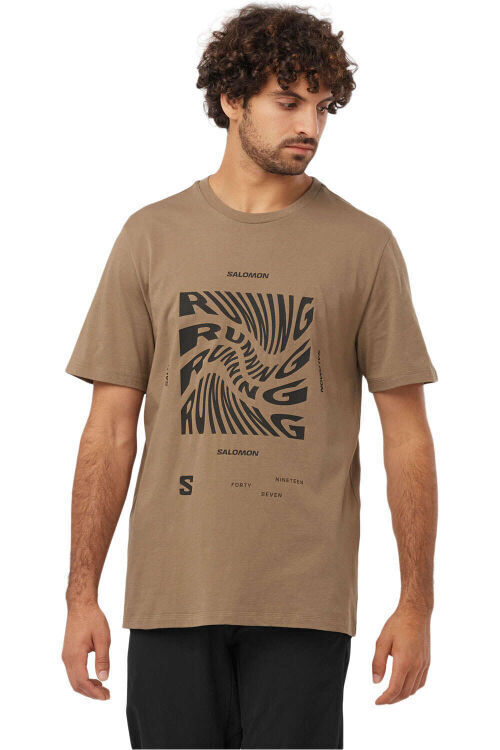 Salomon RUNNING GRAPHIC SS TEE M Kahverengi Erkek Tshirt - 1