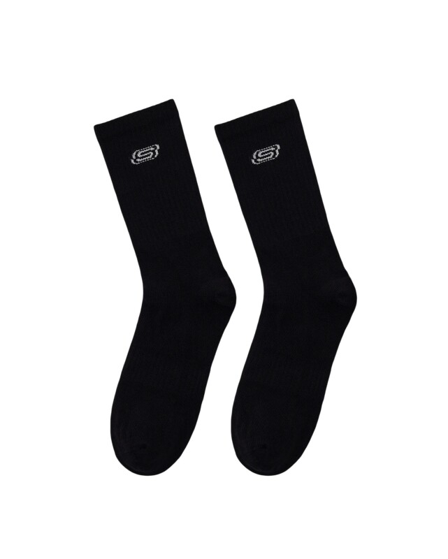 Skechers 2'li Paket Athleisure S Logo Uzun Siyah Unisex Çorap - 1