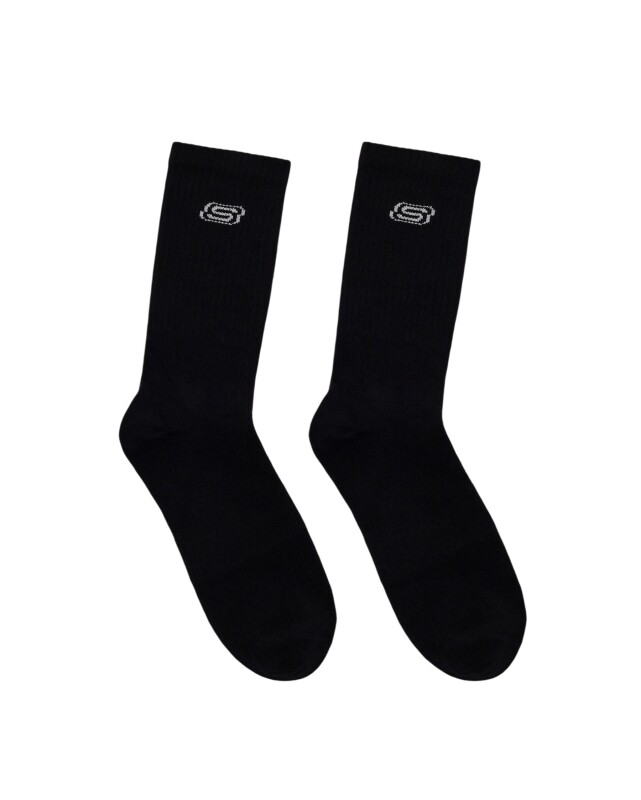 Skechers 2'li Paket Athleisure S Logo Uzun Siyah Unisex Çorap - 2