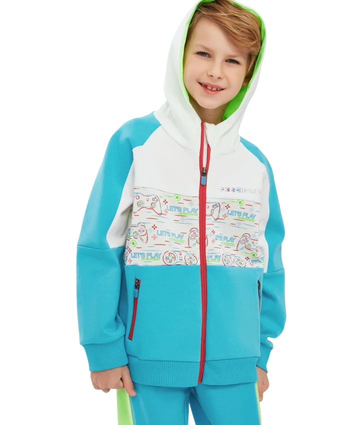 Skechers 2XI-Lock B Full Zip Hoodie Beyaz Çocuk Sweatshirt - 1