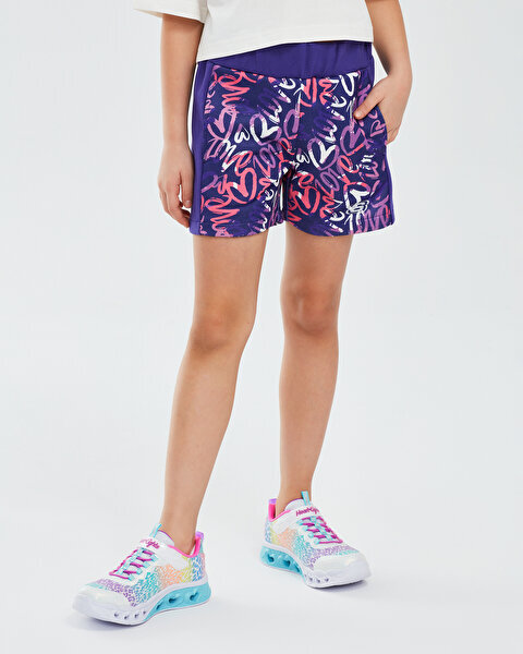 Skechers 2XI-Lock G 3 Inch Mor Çocuk Şort - 4