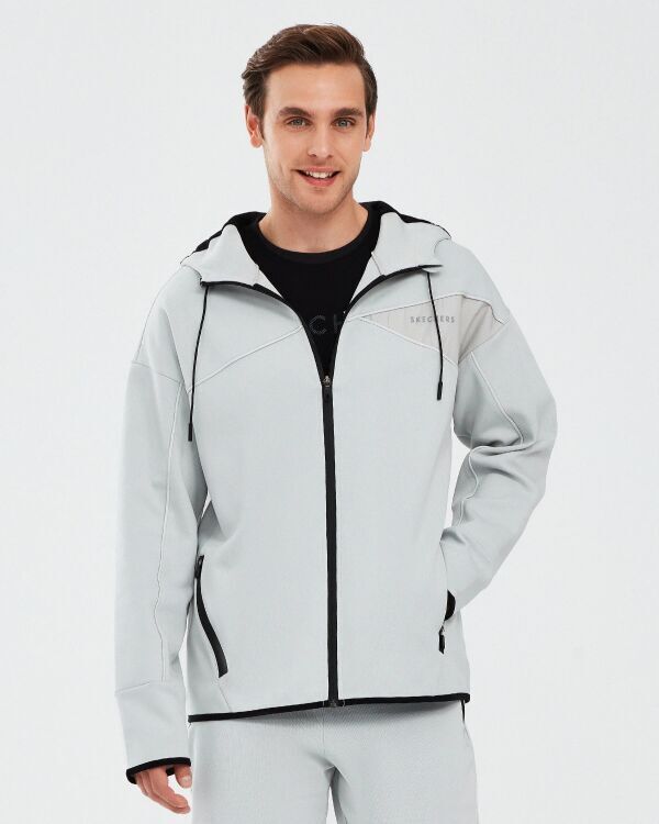 Skechers 2XI-Lock M Full Zip Hoodie Sweatshirt Gri Erkek Sweatshirt - 1