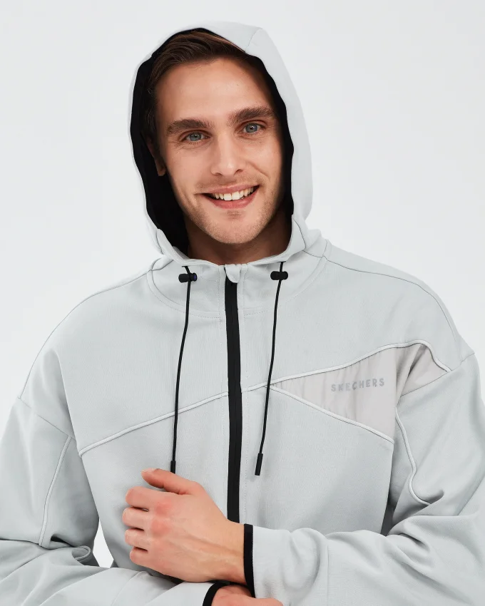 Skechers 2XI-Lock M Full Zip Hoodie Sweatshirt Gri Erkek Sweatshirt - 2