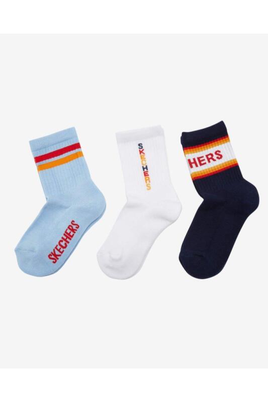 Skechers 3 Pack Crew Cut Half Terry Socks Renkli Çocuk Çorap S212320-900 - 1