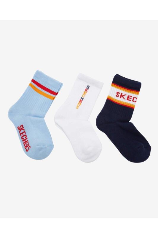 Skechers 3 Pack Crew Cut Half Terry Socks Renkli Çocuk Çorap S212320-900 - 2