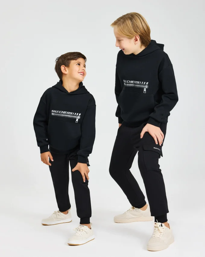 Skechers 2XI-Lock Hoodie Sweatshirt Siyah Çocuk Sweatshirt - 10