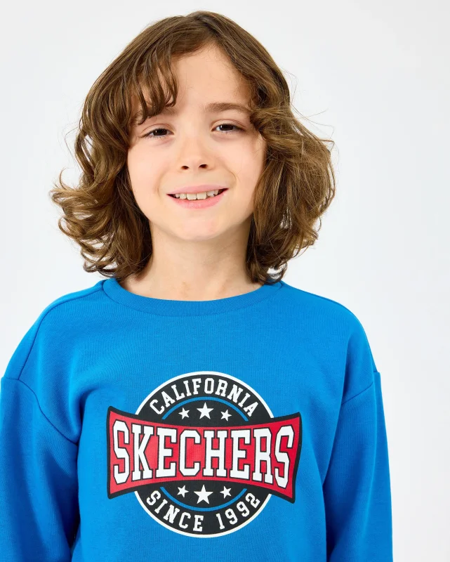 Skechers B Crewneck Sweatshirt Mavi Çocuk Sweatshirt - 2