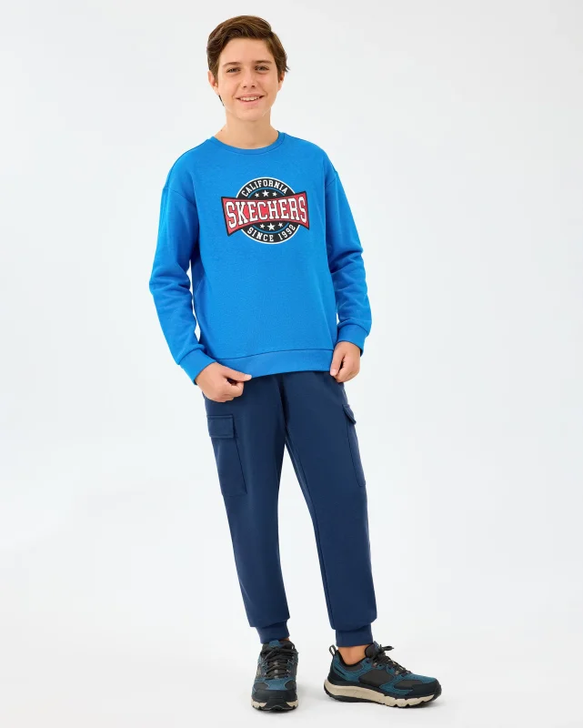 Skechers B Crewneck Sweatshirt Mavi Çocuk Sweatshirt - 3