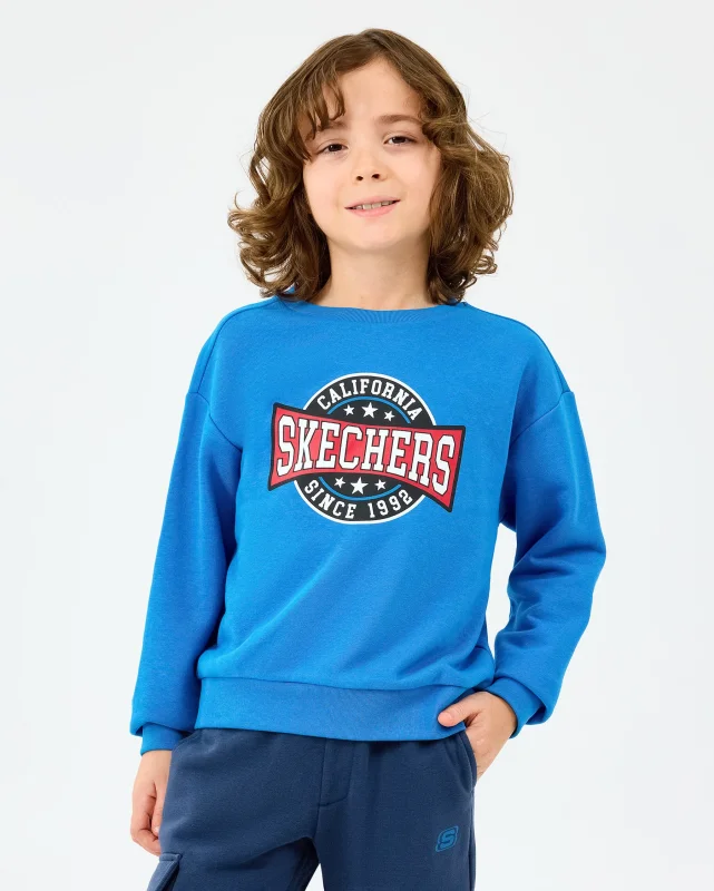 Skechers B Crewneck Sweatshirt Mavi Çocuk Sweatshirt - 5