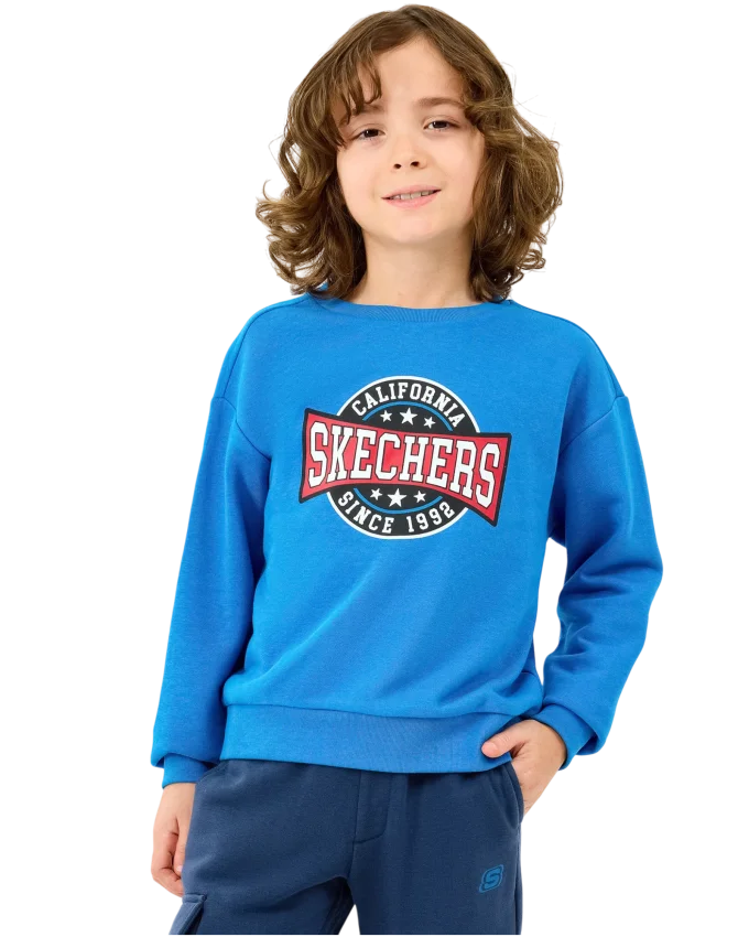 Skechers B Crewneck Sweatshirt Mavi Çocuk Sweatshirt - 1