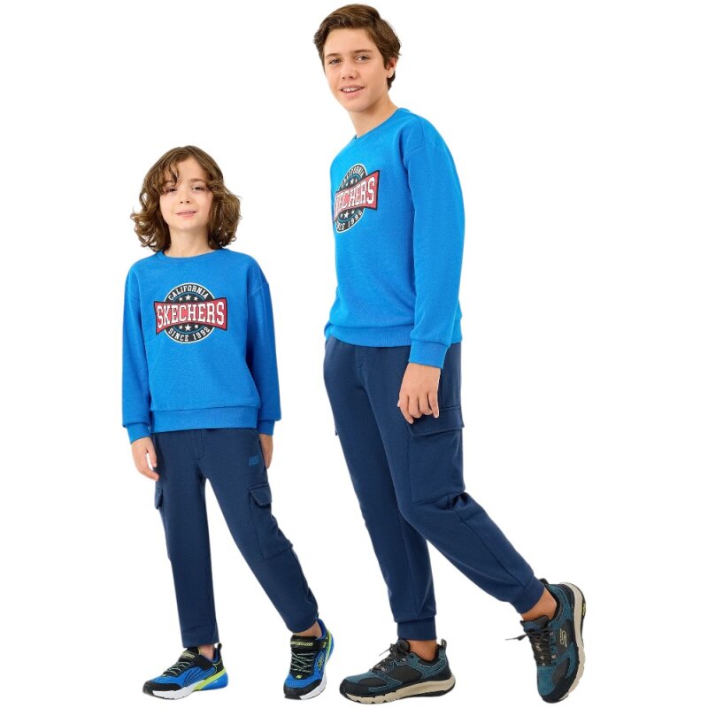 Skechers B Crewneck Sweatshirt Mavi Çocuk Sweatshirt - Skechers