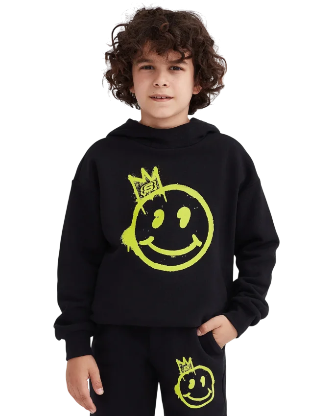 Skechers Heavy Weight Fleece Hoodie Siyah Çocuk Sweatshirt - 3