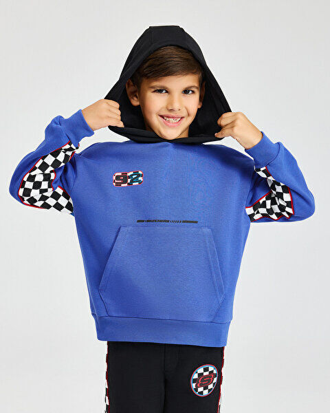 Skechers Fleece Hoodie Mavi Çocuk Sweatshirt - 5
