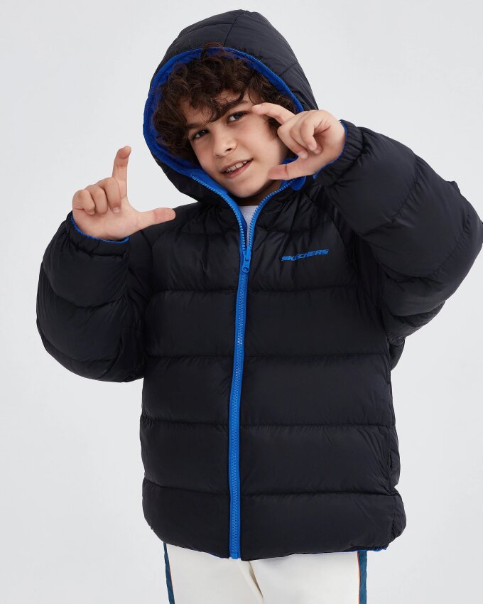 Skechers Outerwear Reversible Coated Mavi Çocuk Mont - 3