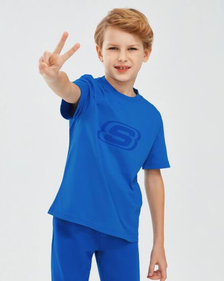Skechers Essential B Short Sleeve T-Shirt Mavi Çocuk Tshirt - 2