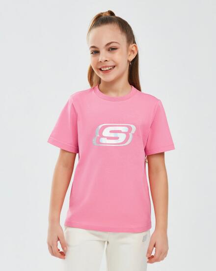 Skechers Essential G Short Sleeve T-Shirt Pembe Çocuk Tshirt - 5