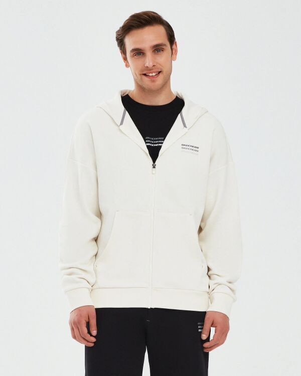 Skechers Essential Full Zip Hoodie Beyaz Erkek Sweatshirt - 1