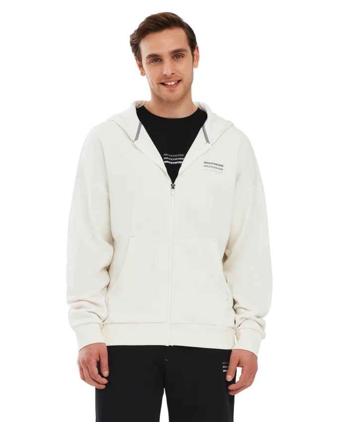 Skechers Essential Full Zip Hoodie Beyaz Erkek Sweatshirt - 1