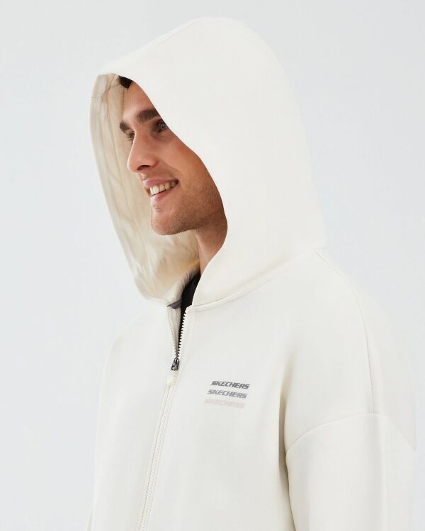 Skechers Essential M Full Zip Hoodie Sweatshirt BEYAZ Erkek Sweatshirt - 5